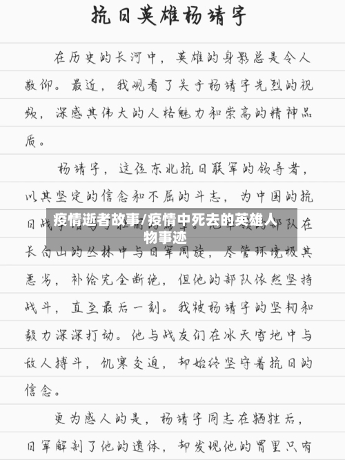疫情逝者故事/疫情中死去的英雄人物事迹