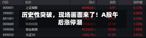 历史性突破,现场画面来了!A股午后涨停潮
