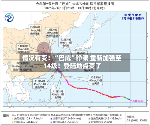 情况有变!“巴威”睁眼 重新加强至14级!登陆地点变了