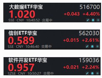 软件开发ETF迎低位补涨行情？大数据ETF华宝（516700）猛拉5%，信创ETF华宝上探4%，携手冲击3连阳！